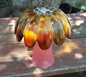 upcycled glass projects, repurposing upcycling, Fairy Mushroom