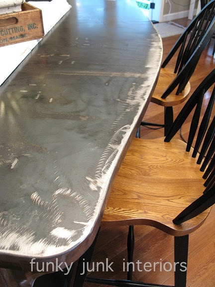 a bullet proof funky metal kitchen island top, countertops, home decor, The metal was left in it s natural black state It came out stainless where it was welded and ground down which I fell in love with The top can be waxed but I left it as is