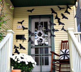 bats on the door decor for halloween, crafts, doors, halloween decorations, seasonal holiday decor, Bats flying across the door