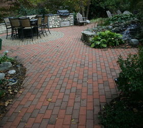 pond and patio, outdoor living, patio, We took up the old patio created our own pattern and blend the old with the new
