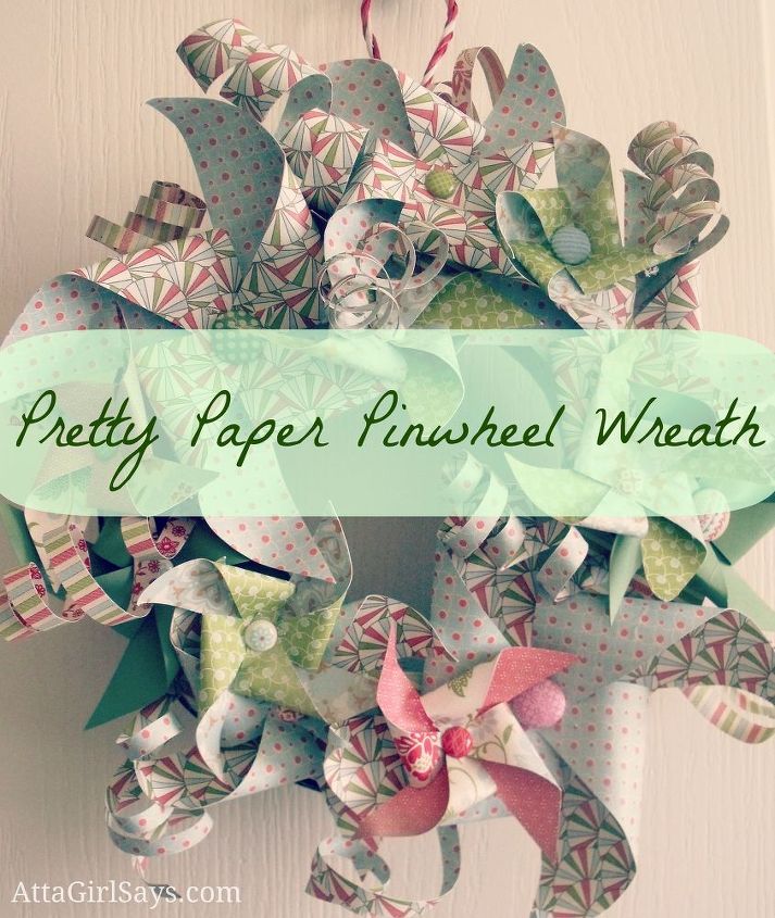 wreaths for every season, christmas decorations, crafts, doors, halloween decorations, seasonal holiday decor, wreaths, Paper Pinwheel Wreath by AttaGirlSays com