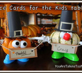 punkin head place card holders perfect for the kids table, crafts, seasonal holiday decor, thanksgiving decorations, Fun way to add a little fancy to the kids table