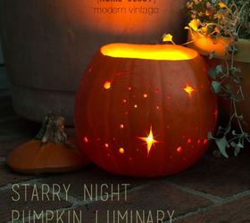 starry night pumpkin luminary, crafts, halloween decorations, seasonal holiday decor