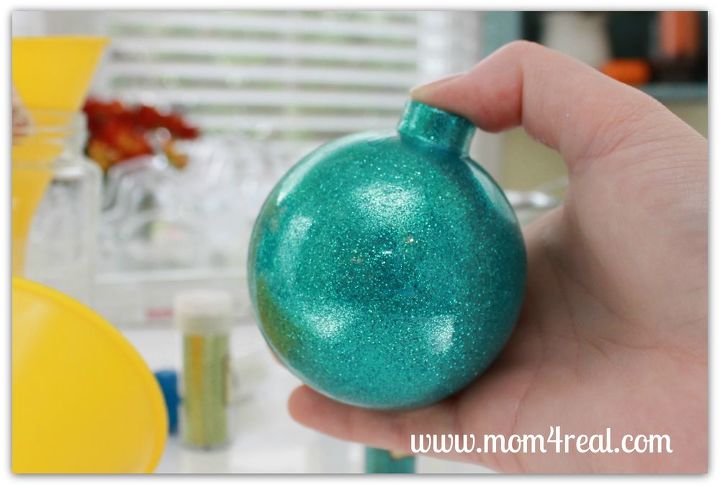 glitter filled glass ornaments tutorial, christmas decorations, crafts, seasonal holiday decor, Add glitter