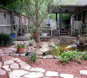 pond makeover for lisa s small courtyard garden in houston, outdoor living, ponds water features, After