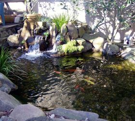 pond makeover for lisa s small courtyard garden in houston, outdoor living, ponds water features, Here s a better look at the waterfall