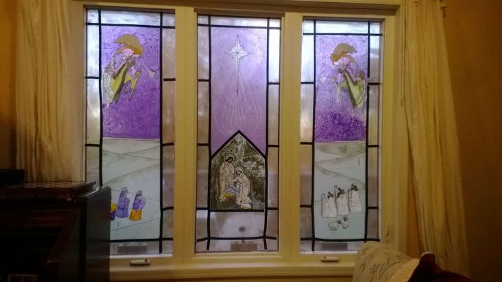 christmas stained glass windows from clear contact paper