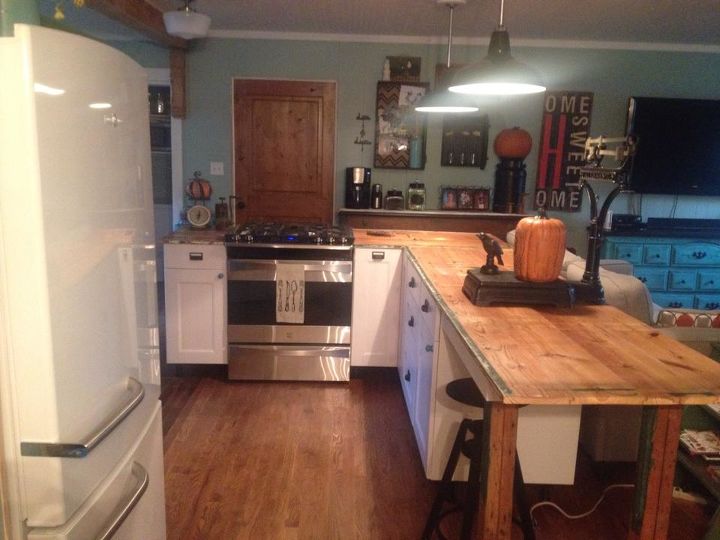kitchen renovation ikea cabinets countertops wood, home improvement, kitchen design, First view of kitchen renovation