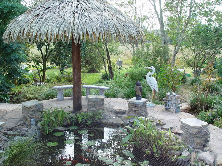 heron deterrent amp pond, outdoor living, ponds water features, Another view with 4 pedestals