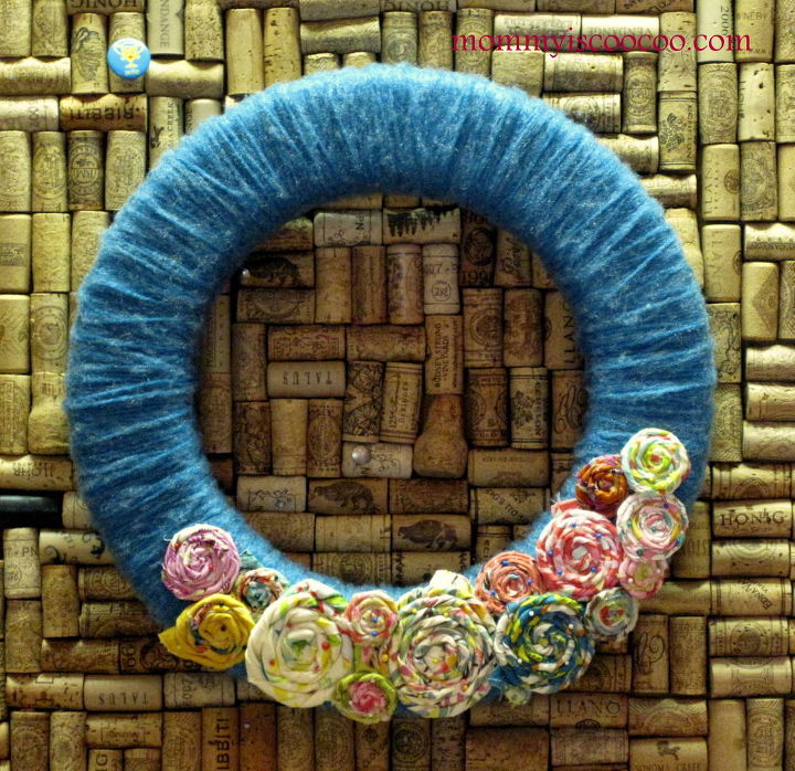 yarn rosette wreath diy tutorial, crafts, wreaths, Yarn Rosette Wreath