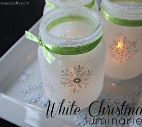 white christmas mason jar luminaries, christmas decorations, crafts, decoupage, electrical, lighting, mason jars, seasonal holiday decor, These mason jar luminaries are so easy You probably have almost all the supplies on hand to make these already too