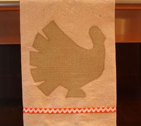 burlap turkey embellished drop cloth tea towel, seasonal holiday d cor, thanksgiving decorations, Burlap turkey on a tea towel created from a drop cloth