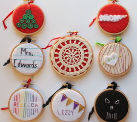 eight embroidery hoop ornaments for everyone on your christmas list, crafts, Eight ornaments made from embroidery hoops