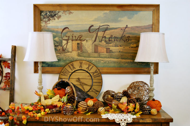 thanksgiving wall art from thrift store art print, crafts, dining room ideas, seasonal holiday decor, thanksgiving decorations, nostalgic autumn print by Eric Sloane Give Thanks by me
