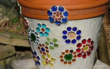 Mosaic Flower Pot made from stained glass and glass beads