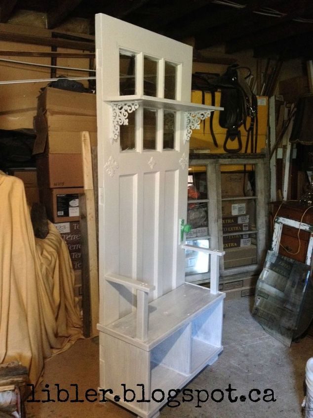 hall tree made out of an old door, diy, doors, painted furniture, woodworking projects
