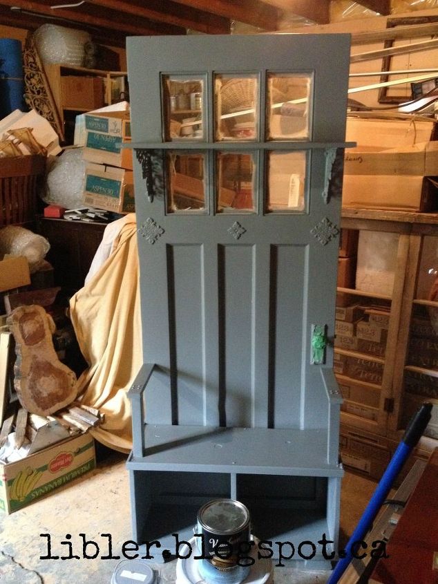 hall tree made out of an old door, diy, doors, painted furniture, woodworking projects