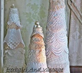 lace scrap christmas trees, christmas decorations, crafts, seasonal holiday decor, Lace Christmas Trees