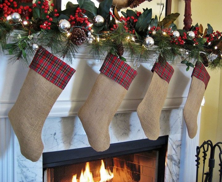 my rustic and cozy christmas mantel burlap and plaid, christmas decorations, crafts, home decor, seasonal holiday decor, wreaths
