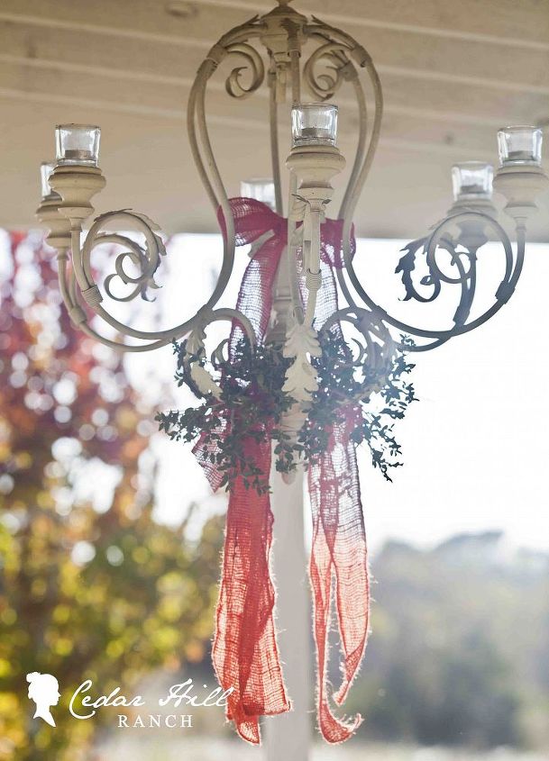 christmas on the back porch, outdoor living, porches, outdoor chandy