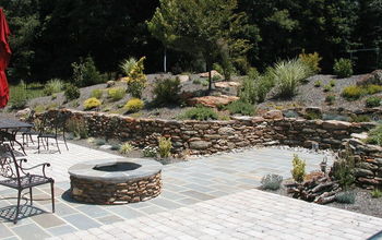 patio, retaining wall and firepit