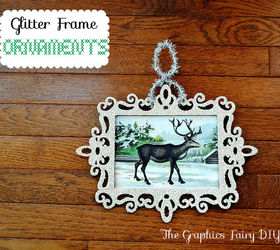 glass glitter frame ornaments, christmas decorations, crafts, seasonal holiday decor, Glass Glitter Frame Ornament with Reindeer