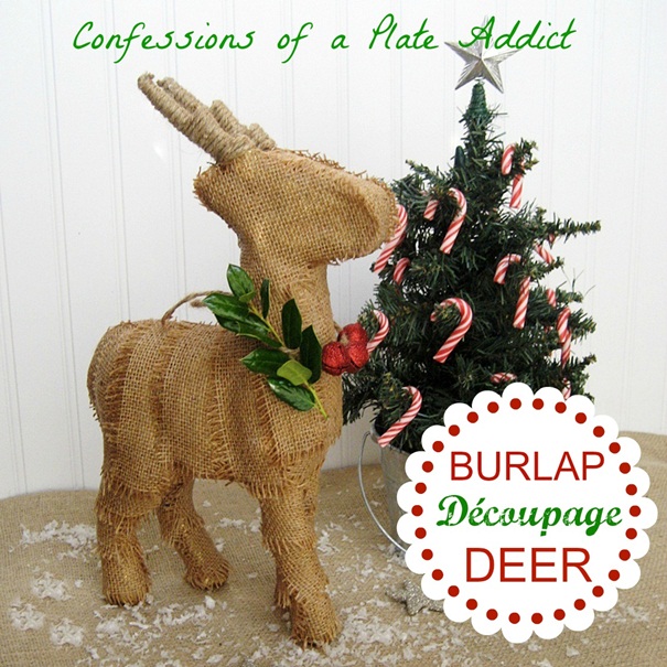fun and easy christmas project my burlap d coupage deer, christmas decorations, crafts, decoupage, seasonal holiday decor