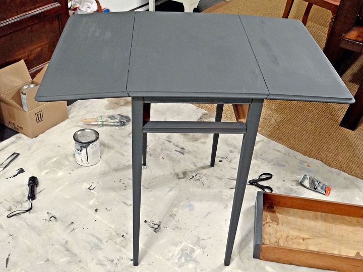 diy thursday antiqued emerald side table, painted furniture, During painting base color Annie Sloan s Graphite