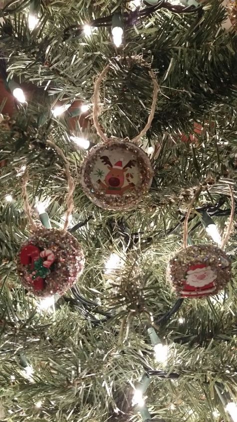 create children s christmas ornaments from milk and soda lids, christmas decorations, crafts, repurposing upcycling, seasonal holiday decor