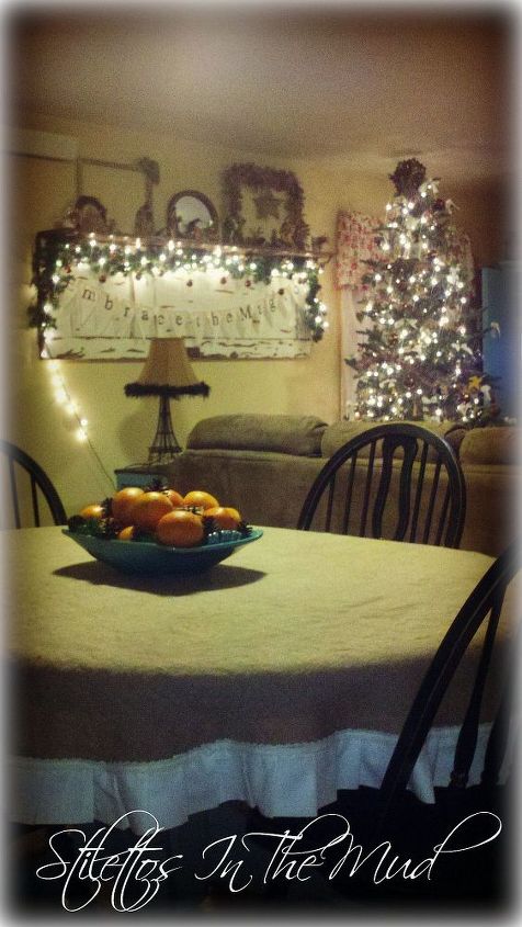 simply stated burlap table cloth for the holidays, christmas decorations, painted furniture, seasonal holiday decor, Burlap Christmas