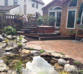 water garden pond landscape design lighting paver patio renovation in rochester ny, concrete masonry, outdoor living, patio, ponds water features, Water Garden Landscape Design Lighting and Patio Renovation Completed
