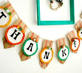 how to use embroidery hoops to make a thanksgiving banner, crafts, how to, seasonal holiday decor, thanksgiving decorations