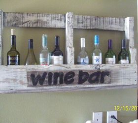 pallet wine bar, painting, pallet, woodworking projects, Holds 10 bottles