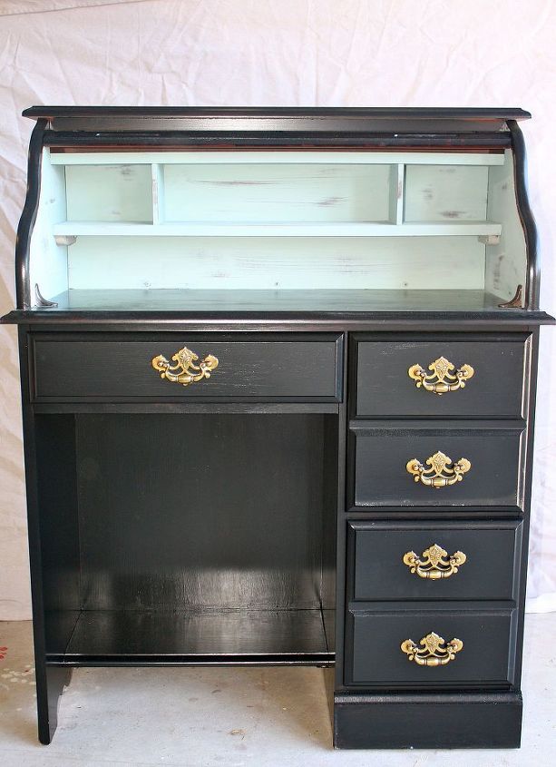 painted pieces, chalk paint, home decor, painted furniture, Black with Duck s Egg Blue interior
