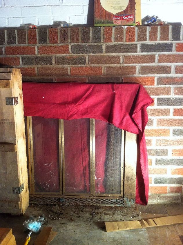 q need help closing off fireplace, fireplaces mantels, home maintenance repairs, how to, For now I ve placed a blanket behind the crappy glass fireplace cover but air is getting in on the bottom corners and such