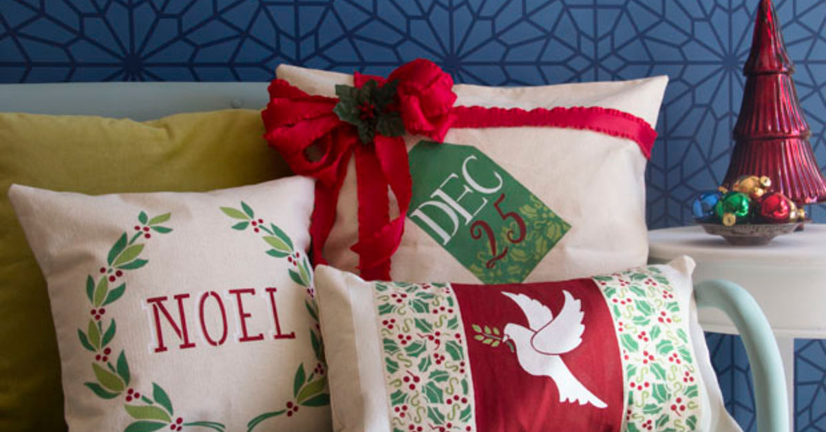 How To Stencil Festive Christmas Pillow Cases Print This