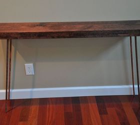 diy distressed console table with copper legs, diy, painted furniture, woodworking projects