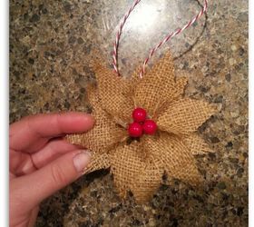  How to make  burlap poinsettia Christmas  ornaments  Hometalk