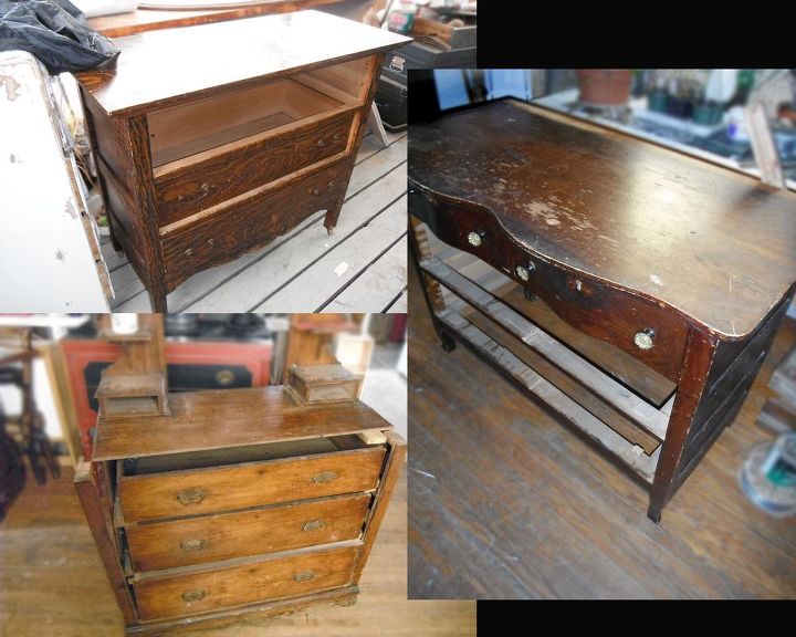 coffee stations from re purposed dressers, Here are a few of the befores on some of the coffee stations You can clearly see they needed a little TLC No problemo