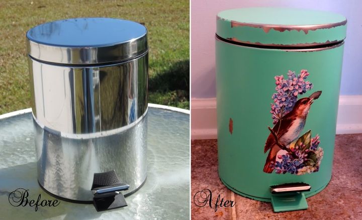 give a generic trash can a cottage style makeover, crafts, diy, painting