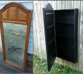 old dresser mirror turned into jewelry wall cabinet, diy, wall decor