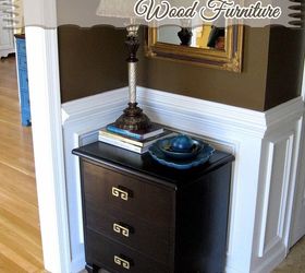 super easy way to transform wood stained furniture, painted furniture, After of the small nightstand Several coats of Polyshades applied Light sanding in between