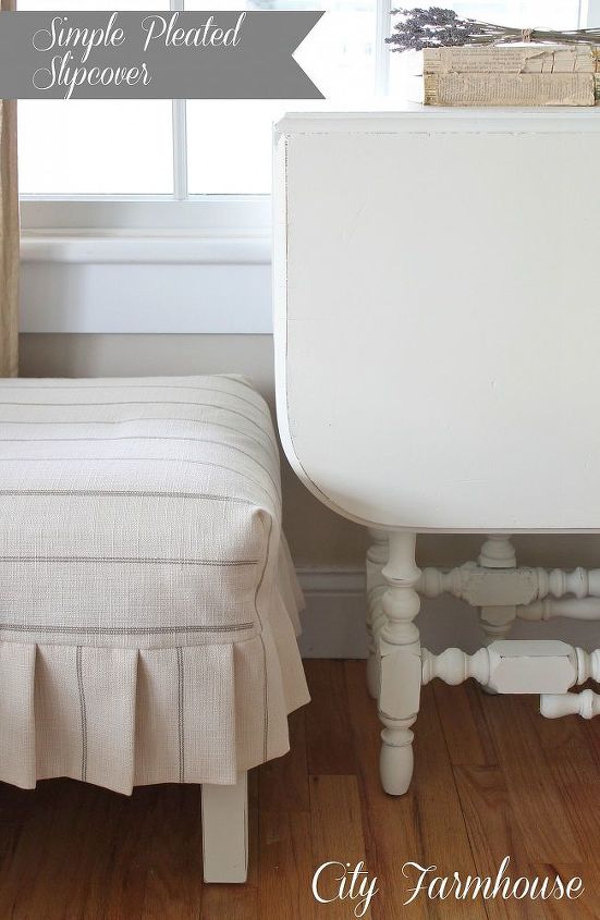 a simple pleated slipcover, reupholster