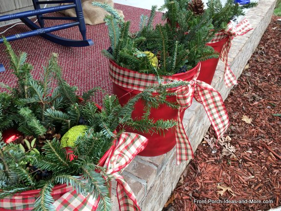 turn 5 gallon buckets into christmas porch decor, christmas decorations, crafts, seasonal holiday decor