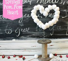 springy pom pom heart, crafts, valentines day ideas, Springy pom pom heart