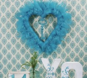 a little non traditional valentine color, crafts, seasonal holiday decor, valentines day ideas, wreaths, DIY heart ribbon wreath painted paper mache X O and a painted wood block fun easy DIY Valentine decorative accents
