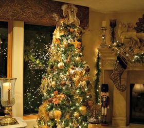 elegant christmas decor, christmas decorations, fireplaces mantels, seasonal holiday decor, Glamorous golden tree