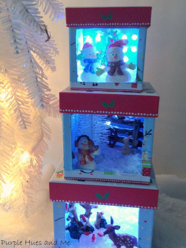 dioramas iluminados de caixas de natal empilhveis