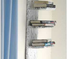 beach inspired bookshelf, shelving ideas, Bookshelf made from a piece of wood found at a rubbish dump side view