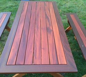 picnic table, diy, how to, painted furniture, woodworking projects, After a final sanding with 320 a final coat of exterior oil is applied and left to dry This is the finished product